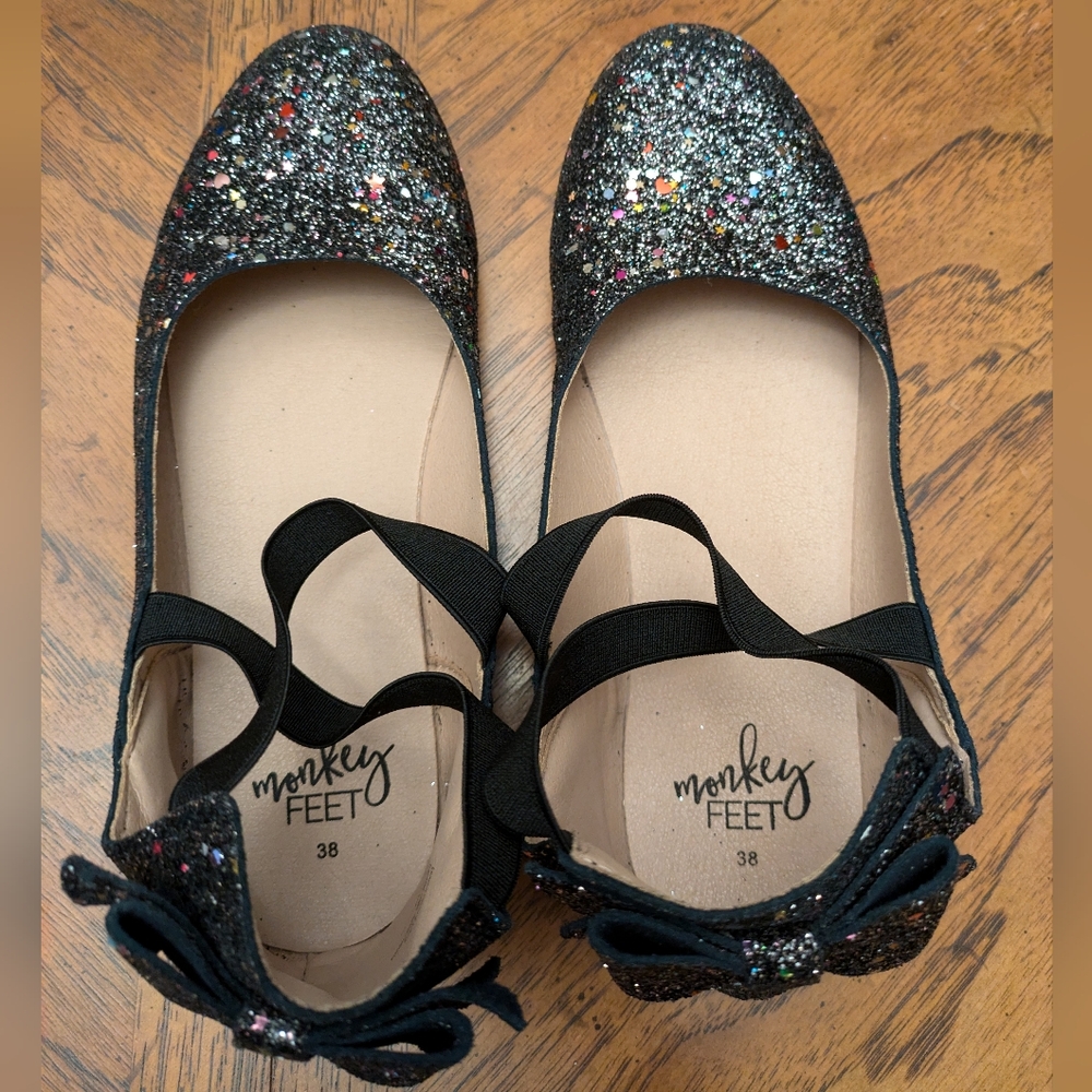 Monkey Feet sparkle bow-back ballet flats size 38